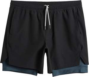 Shorts de sport pour homme 2 en 1, extensibles, 5 pouces, avec doublure de compression et poche zippée - Product Image 2
