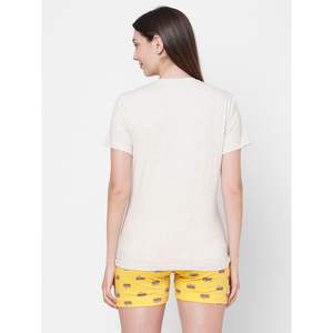 Pyjama imprimé en tricot 100 % coton Evolve pour femme (ensemble short) – Vêtement de nuit confortable et décontracté avec taille élastique et touche sexy - Product Image 4