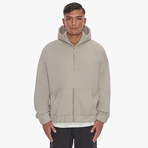 Sweat à capuche zippé surdimensionné pour homme en molleton épais polyester/coton, haute qualité, avec poche, style streetwear, logo personnalisé, OEM, grandes tailles - Product Image 1
