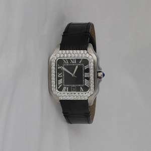 Nueva llegada de lujo Hip Hop Estilo negro Dial Iced propio Moissanite diamante movimiento automático esfera cuadrada rubbar cinturón reloj para hombres - Product Image 6