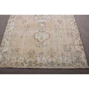 พรมวินเทจขนาดใหญ่ 5.2x9.1 ฟุต พรมตุรกี พรมขนสัตว์เปอร์เซียสีเบจ-น้ำเงิน - Product Image 5