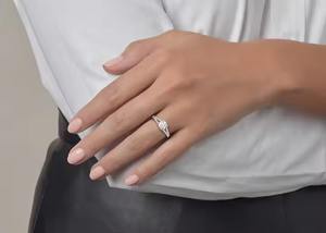 Anillo de diamante de moissanita unisex de 14 quilates de oro solitario exquisito redondo de laboratorio, brillo inigualable para bodas y fiestas - Product Image 5