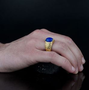 Bague en lapis-lazuli longue, bague vintage en lapis-lazuli, bague en lapis-lazuli naturel - Product Image 6