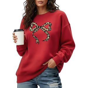 Sudadera de Mujer, Talla Grande, de Algodón y Felpa, Cuello Redondo, Estilo Casual, Hombros Caídos, Corte Holgado, Minimalista - Product Image 3