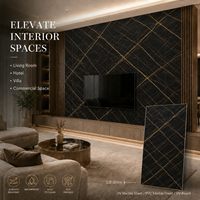 Panneau mural en PVC brillant Morlenx Black Gold Marble UV, panneau décoratif de luxe pour hôtel et villa