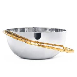 Elegante tazón de metal para servir con anillo pulido de latón Elegante funcional para la presentación de fiestas de frutas Aperitivos de frutas secas Más - Product Image 4