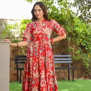 Vestido largo de algodón con bloque de mano indio, vestido de regalo de boda personalizado para novia, ropa de verano, vestido de viaje con estampado floral, regalo para ella - Product Image 1