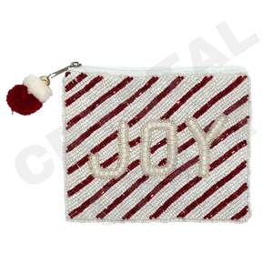 Joy Coin Pouch Cartera personalizada con cuentas de semillas Hermoso regalo para mamá-Diseño de corazones para niñas - Product Image 1