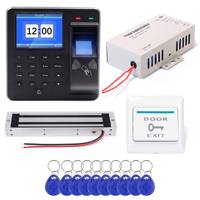 Kit Sistem Kontrol Akses Sidik Jari Biometrik Lengkap Terminal M10H 2.4" Kunci Magnetik 280kg Catu Daya 10 Gantungan Kunci RFID
