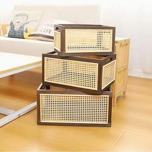 Handmade Brown Walnut & <b>Rattan</b> <b>Storage</b> Box - Product Image 5