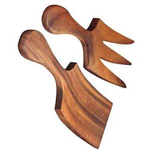 ชุดเซิร์ฟสลัดไม้ทำด้วยมือส้อมและช้อนเครื่องใช้จากธรรมชาติอุปกรณ์ครัวที่ทนทานสำหรับการรับประทานอาหารและการทำอาหารที่บ้าน - Product Image 4