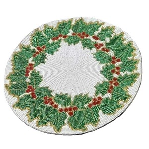 <b>Christmas</b> Party Table Decoration Wreath Design Beaded Placemat Charger <b>Mat</b> for <b>Christmas</b> Discount Price - Product Image 5