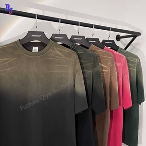 250G T-shirt à logo graphique personnalisé Sun Faded Vintage T-shirt lavé à manches courtes Loose Slim-Fit Smoke Retro Men's Wear t-shirt - Product Image 5