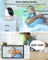 Monitor Inalámbrico para Personas Mayores con WiFi de 5.0 Pulgadas y Video 1080P, Botón de Emergencia SOS, Control Remoto por Aplicación, Cámara Panorámica/Inclinable de 2.4GHz FHSS, ABM520S