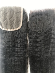 Vente en gros – Extension de cheveux humains vierges naturels noirs, raides et bouclés, 22 pouces, avec dentelle transparente 4x4 – Fournisseur indien - Product Image 4