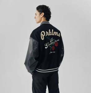 Chaquetas universitarias de béisbol de alta calidad OEM para hombre, chaqueta fina de moda con decoración bordada, ropa larga - Product Image 2