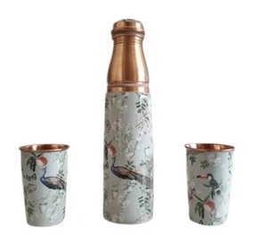 Vente d'usine, prix bas, bouteille en cuivre gravée antique 1L, artisanat exquis rencontre un design intemporel, thermos en cuivre - Product Image 6