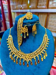 24K or Dubai Vintage classique perle fleur broche boucles d'oreilles collier anniversaire mode cuivre ensemble de bijoux cadeau - Product Image 2