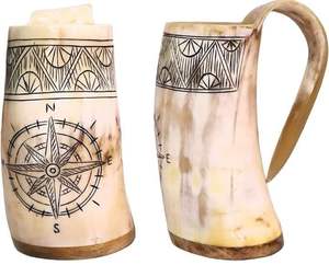 High Quality Buffalo Horn Mug Viking Drinking Horn Steins Mugs Natural Crafts Christmas <b>Gift</b> - Product Image 4