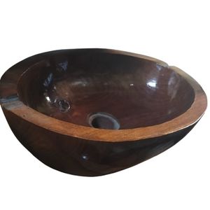 Évier en bois naturel moderne de haute qualité, écologique, pour une salle de bain, une cuisine ou une salle de bain élégante, design artisanal indonésien - Product Image 2
