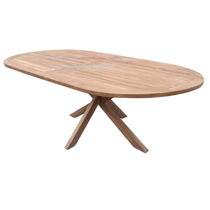 Mesa de Comedor Ovalada Moderna de Madera Maciza de Teca, Muebles de Jardín para Exteriores, para Villas, Hoteles y Proyectos Comerciales - Product Image 2