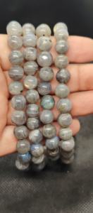 Natural Round Smooth Grey Blue Iolite Stone <b>Beads</b> Loose <b>Beads</b> for Jewelry Making <b>Bracelet</b> Necklace Beaded - Product Image 2