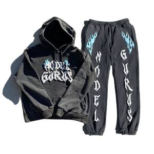 Conjunto Deportivo Unisex, Chándal de Peso Medio con Cuello Redondo y Cordón Ajustable, Pantalones Deportivos para Entrenamiento al Aire Libre, Informal, 100% Algodón, Transpirable, Corte Moderno - Product Image 4