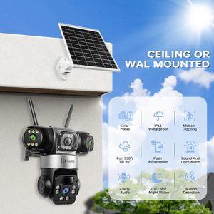 Caméra solaire Regis 3 objectifs 4G, caméra IP HD 12MP V380 Pro, faible consommation d'énergie, sans fil, extérieure, étanche, vision nocturne, bidirectionnelle, PTZ, mobile - Product Image 5