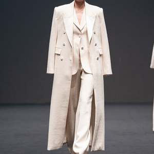 Abrigos de moda de lujo para mujer abrigo largo ROHDE con doble botonadura con bolsillos Tweed algodón orgánico ropa de mujer elegante - Product Image 4