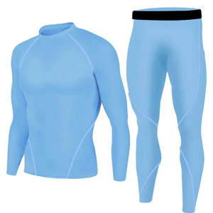 Mens Workout Set <b>Compression</b> <b>Shirt</b> and Pants Top Long Sleeve Sports Tight Suit Quick Dry <b>Compression</b> Suits - Product Image 2