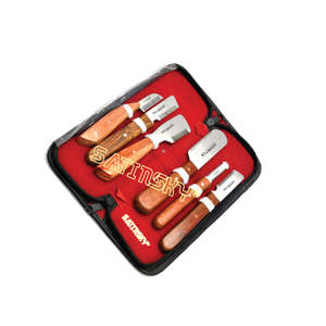 <b>Dog</b> <b>Grooming</b> Coat Stripping Knife Stripper Trimmer <b>Tool</b> Wooded Handle Set of 6 Stainless Steel Manual High Quality - Product Image 1