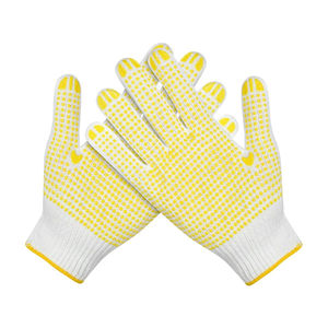 ถุงมือผ้าฝ้ายแบบถักข้อมือเต็มผืน กันลื่น สีเหลือง สำหรับงานทั่วไป - Product Image 2