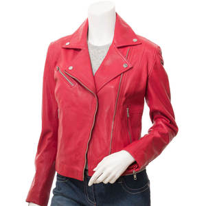 Chaquetas de cuero informales para mujer de calidad superior transpirable cómodo tejido satinado cremallera frontal colores personalizados temporada de otoño - Product Image 3