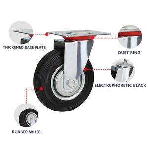 Grosir 4 inci 5 inci Mute <span class=keywords><strong>roller</strong></span> kaku putar mengunci rem troli keranjang pantai gerobak sampah roda karet hitam Industri - Product Image 4