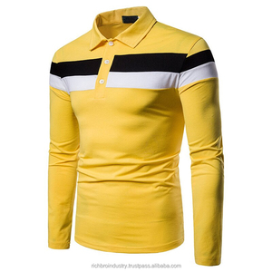 เสื้อโปโลแขนยาวสำหรับผู้ชาย, เสื้อโปโลแบบเย็บติดหน้าอกสองสีล้วนสำหรับฤดูใบไม้ผลิ - Product Image 1