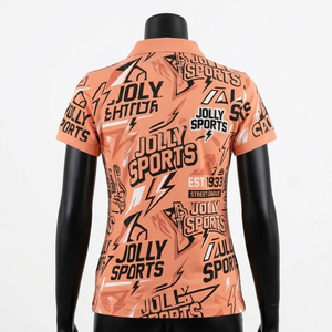 Women <b>polo</b> t shirt 180 GSM breathable polyester cotton blend <b>orange</b> graphic print sublimation custom logo Women <b>Polo</b> Shirts - Product Image 5