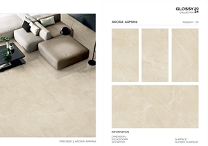 Vente chaude 600*1200mm Design moderne tout-homogène porcelaine marbre carrelage lumière anti-dérapant intérieur carrelage finition brillante - Product Image 3