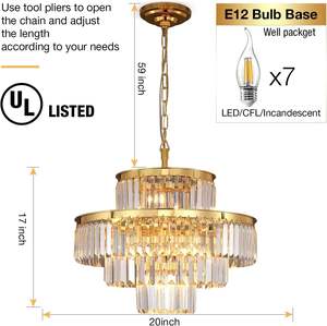 Candelabros y luces de cristal de estilo moderno colgante redondo clásico, candelabro de techo colgante accesorio de iluminación de 4 niveles - Product Image 5
