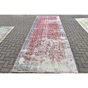 Turkish <b>Runner</b> Rug, 4.8x12.6 ft Vintage Rug, <b>Red</b> Wool Rug - Product Image 1