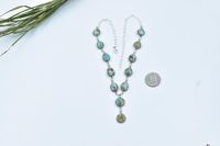 Hecho a mano número 8 turquesa plata esterlina racimo collar ajustable 18 pulgadas cadena declaración joyería regalo