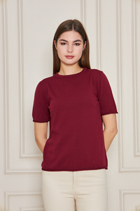 Blusa de punto de manga corta con cuello redondo para mujer, Camiseta cómoda y elegante, transpirable, servicio OEM de alta calidad - Product Image 6
