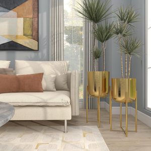 Planter With <b>Stand</b> Gold Plated Finished for Living Room Stylish Home Decor Beautiful Home Decoration Items for Living Room - Product Image 3