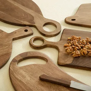 Grande planche à découper en bois d'acacia avec poignée automatique, fabricant et grossiste, quantité en vrac, vente directe d'usine - Product Image 5
