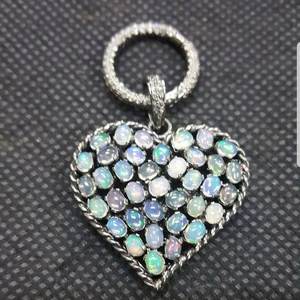 Heart Shape <b>Pendant</b> Natural Ethiopian <b>Opal</b> Unique Design Charm 925 Sterling Silver Women Fine <b>Pendant</b> Charm - Product Image 2