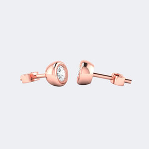 Pendientes de Diamantes Redondos de 0.25CTW con Engaste de Bisel, Oro de 14k, Diamantes Cultivados en Laboratorio, Color D, VVS, Joyería Minimalista para Mujer, Par - Product Image 1