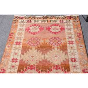 Tapis en laine turque rouge vintage 28x11.9ft tissage plat Patchwork Design pour décorations de salon ou utilisation de voiture avec support en latex - Product Image 3