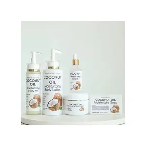Private label skin care set anti aging moisturizing coconut face cream body oil serum facial soap body lotion