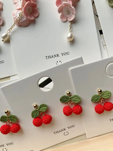 Pendientes de microcrochet con hilo DMC, joyería de ganchillo con frutas, colgantes de algodón, lichi, fresa, melocotón - Product Image 5