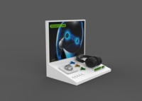 Présentoir de casque interactif avec fonction de charge de base en acrylique et câble de sécurité pour magasin de détail électronique