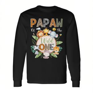 Camiseta de manga larga con estampado de animales de la selva para el primer cumpleaños de Wild One, camiseta promocional Papaw - Product Image 2
